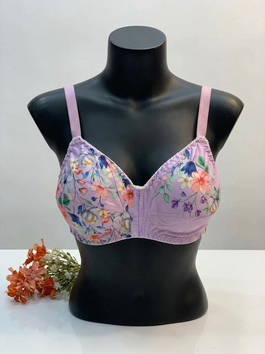 Lavender Floral Print Non-Padded Everyday Bra
